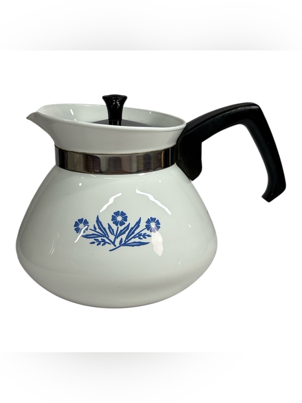 Vintage Corning Ware Blue Cornflower 6 Cup Tea Pot P-104 With Metal Lid MCM